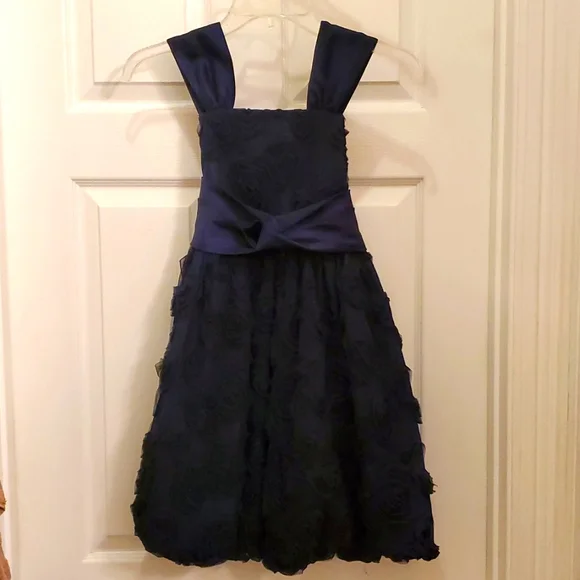 Bonnie Jean | Dresses | Euc Bonnie Jean Girls Navy Bubble Holiday Dress  With Beautiful Detail 2 | Poshmark